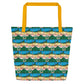 Flamingo Oasis Brick Pattern All-Over Print Large Tote Bag