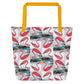 Flamingo Tango All-Over Print Large Tote Bag