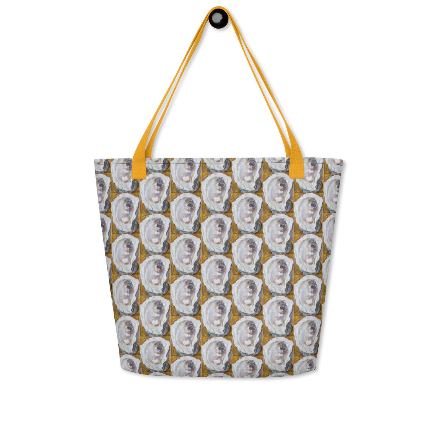 Mustard Oyster Shells All-Over Print Large Tote Bag