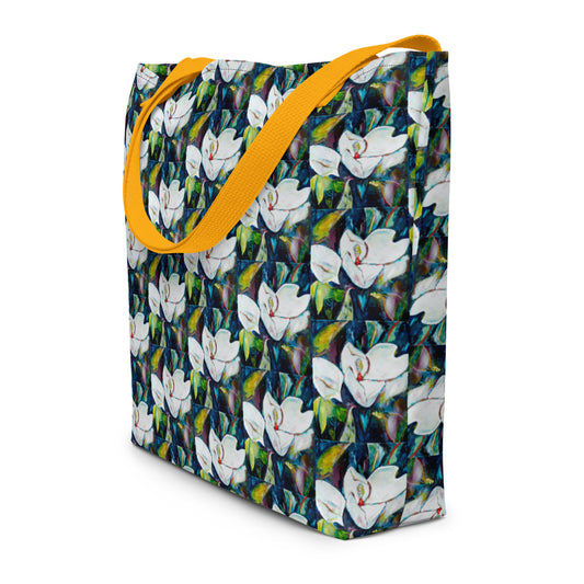 Magnolia and the Painted Bunting All-Over Print Large Tote Bag