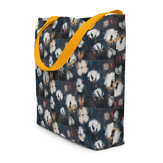Cotton at Night All-Over Print Large Tote Bag