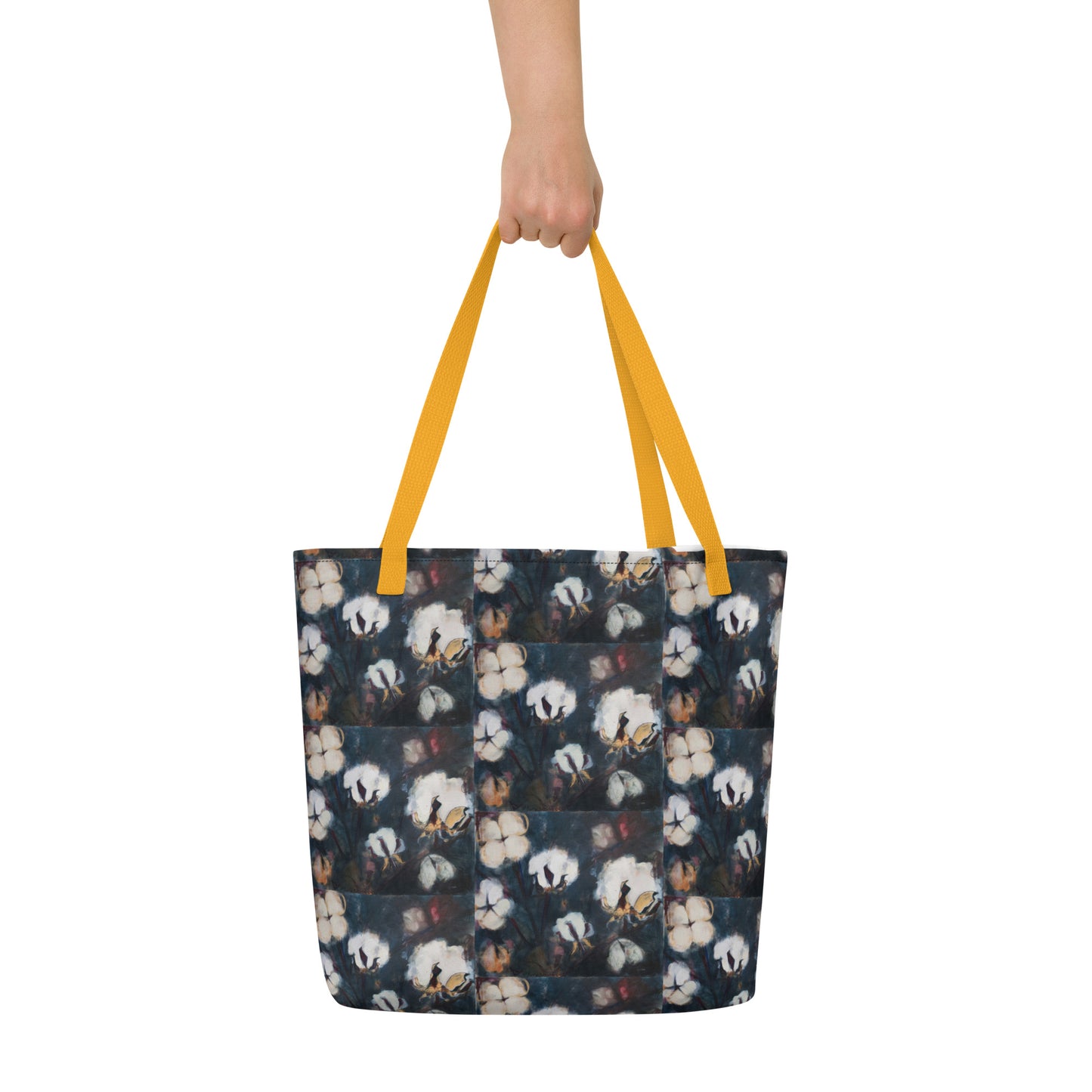 Cotton at Night All-Over Print Large Tote Bag