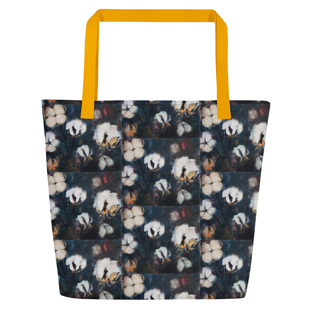 Cotton at Night All-Over Print Large Tote Bag