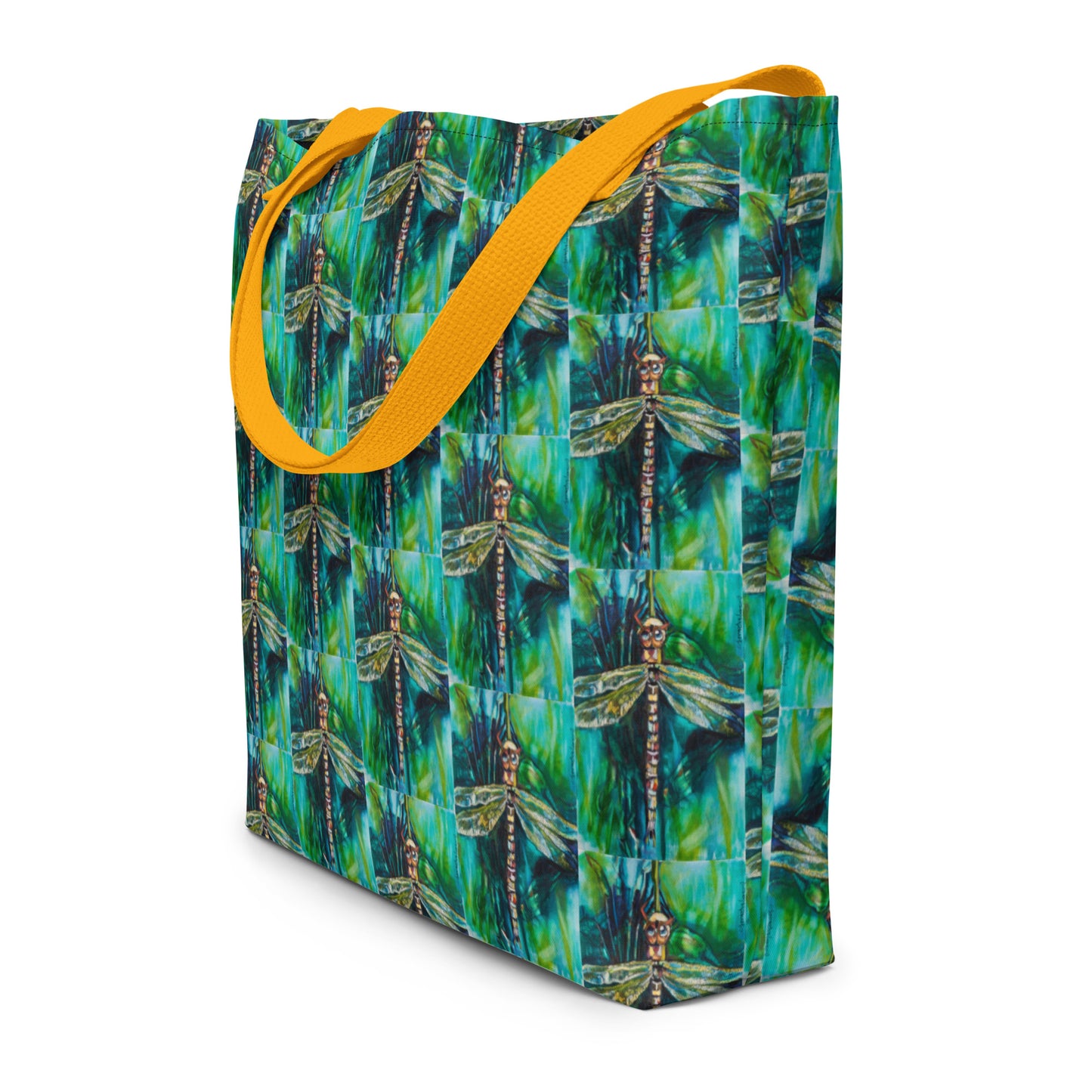 Green Dragonfly All-Over Print Large Tote Bag