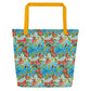 Hummingbirds and Hibiscus All-Over Print Large Tote Bag