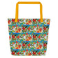 Hummingbirds with Sun All-Over Print Large Tote Bag