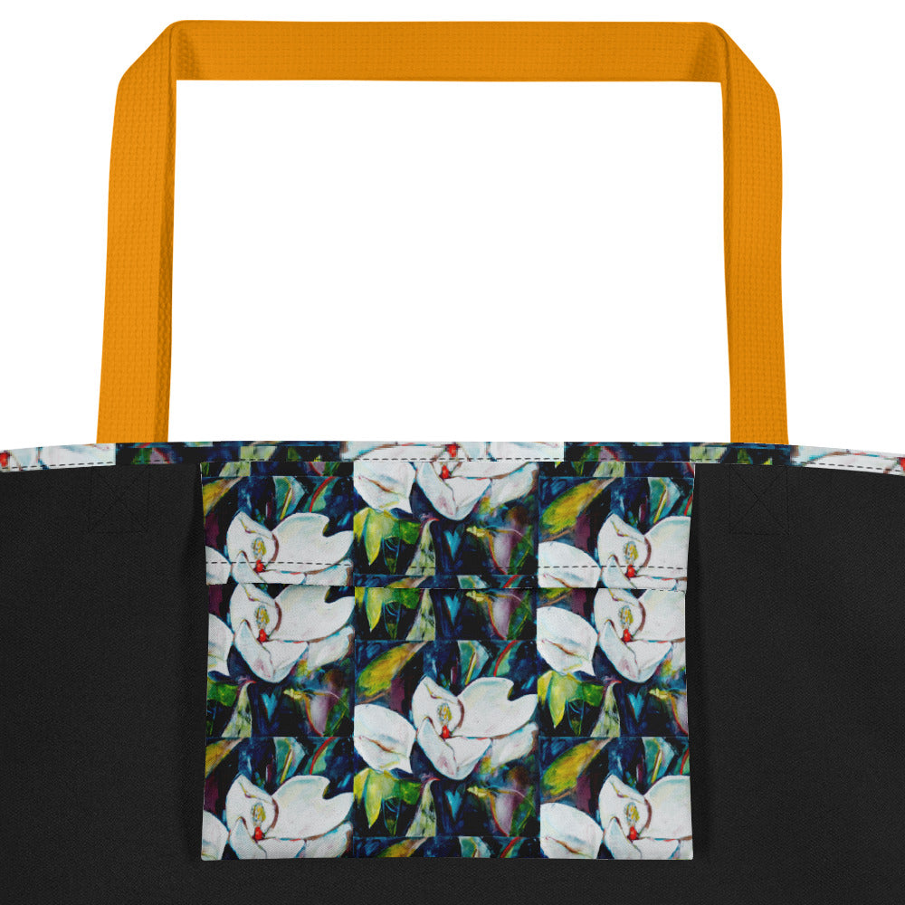 Magnolia and the Painted Bunting All-Over Print Large Tote Bag