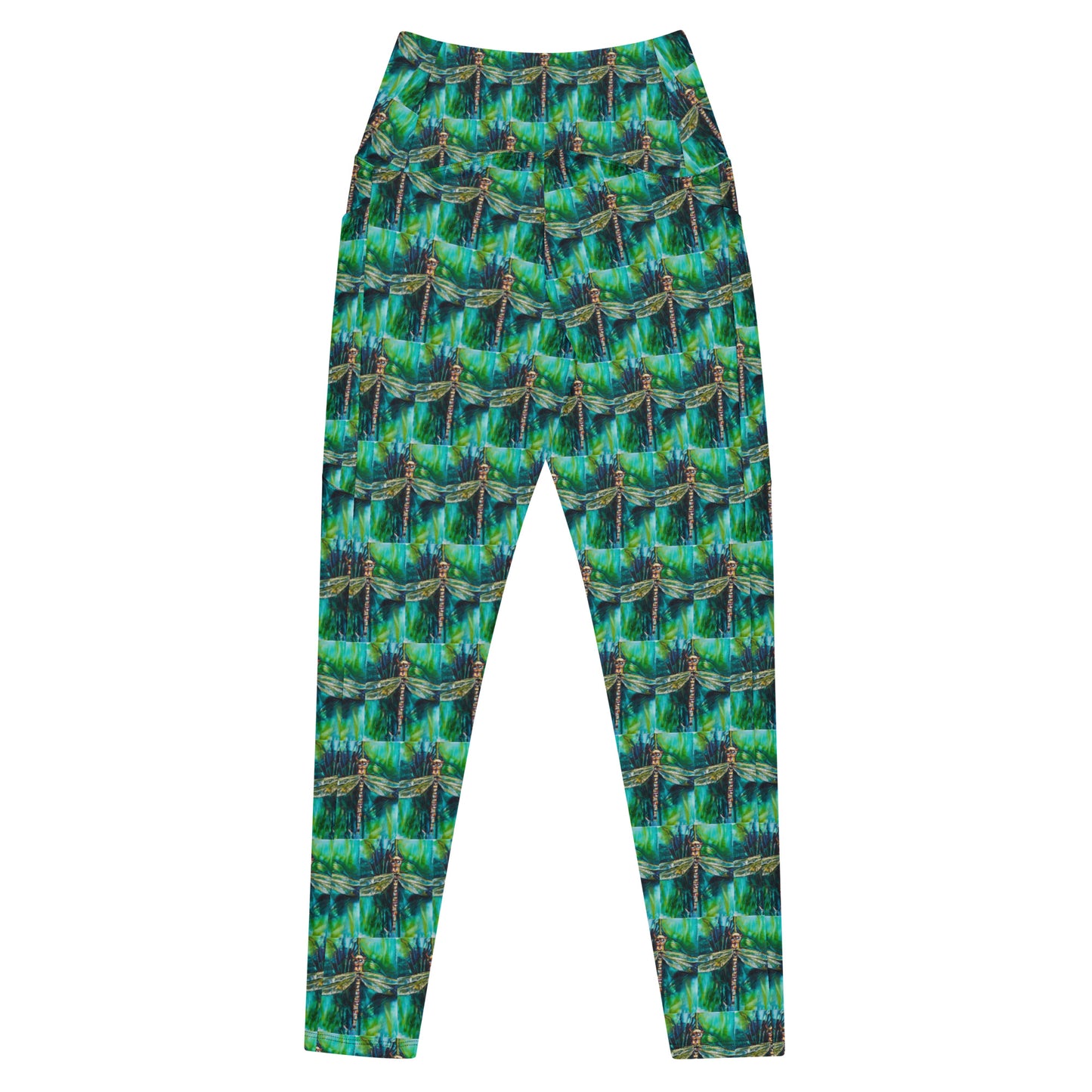 Green Dragonfly II Crossover leggings with pockets