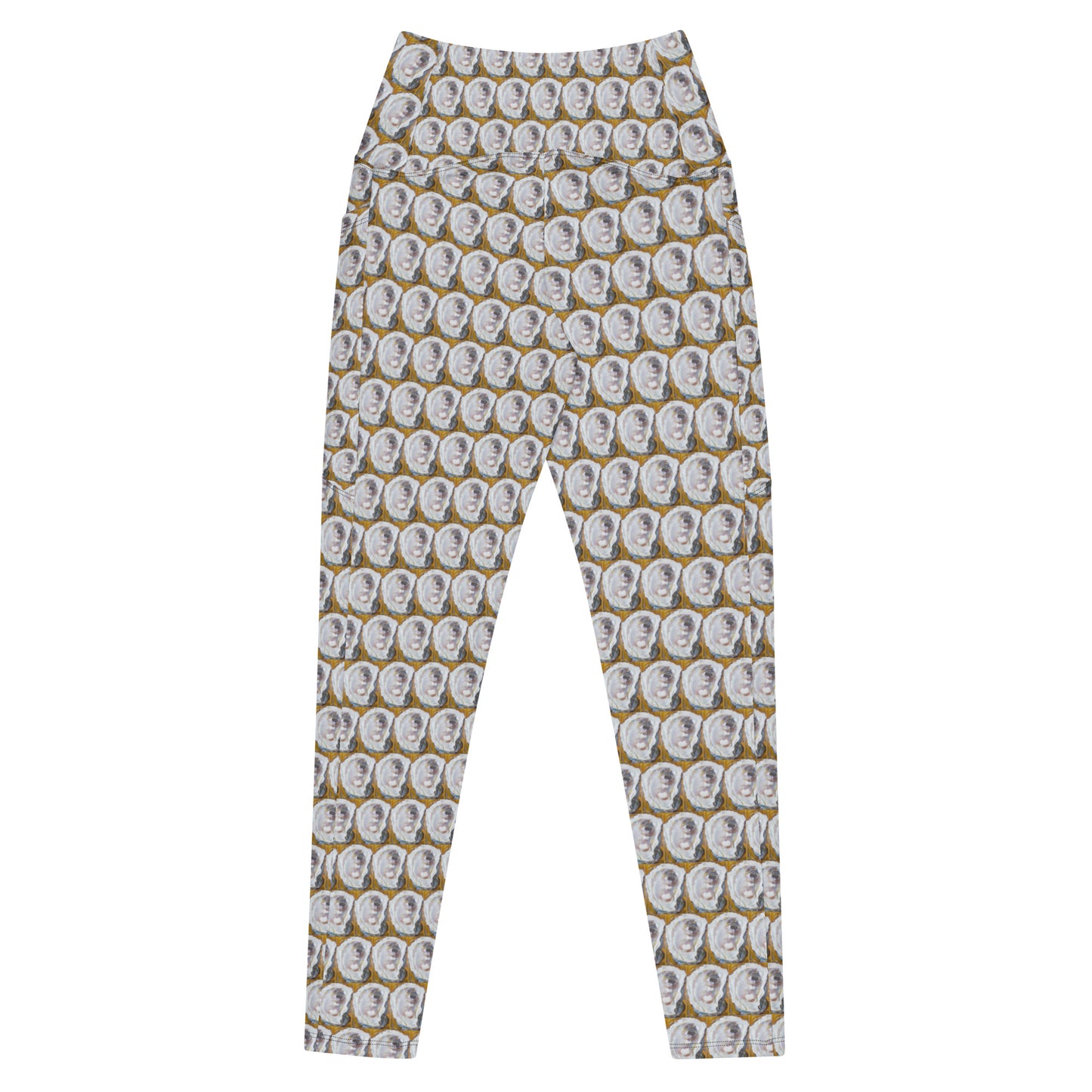 Mustard Oyster Shells Crossover leggings with pockets