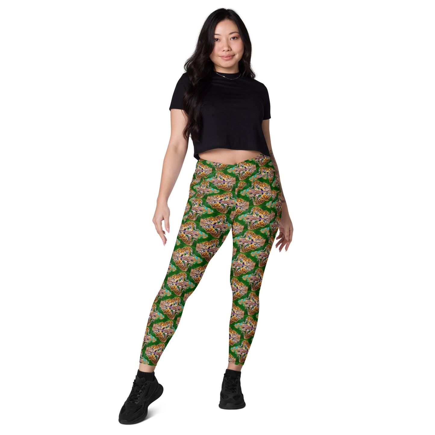 Tiger Reflections Zigzag Crossover leggings with pockets