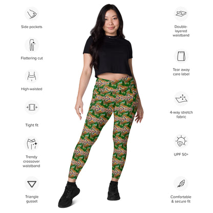 Tiger Reflections Brick Pattern Crossover leggings with pockets