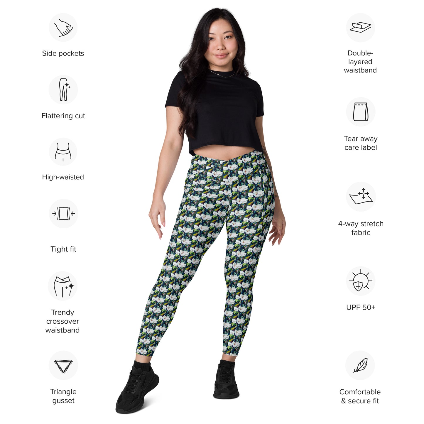 Magnolia and The Painted Bunting Crossover leggings with pockets