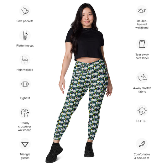 Magnolia and The Painted Bunting Crossover leggings with pockets