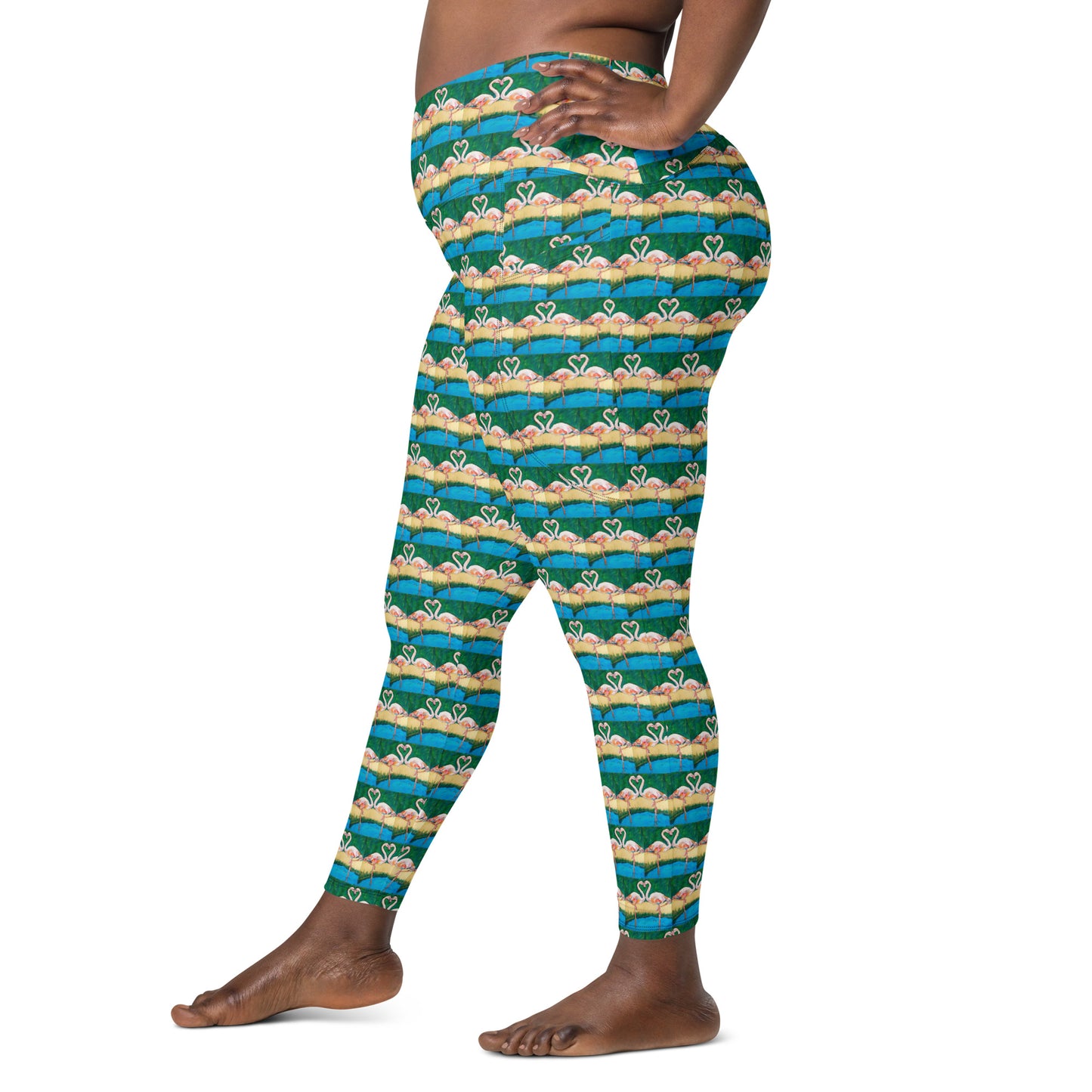 Flamingo 🦩 Oasis Brick Pattern Crossover leggings with pockets