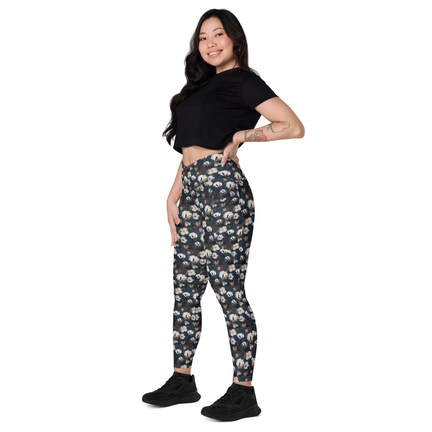 Cotton at Night Crossover leggings with pockets