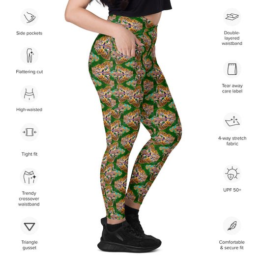 Tiger Reflections Zigzag Crossover leggings with pockets