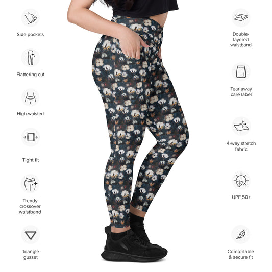 Cotton at Night Crossover leggings with pockets