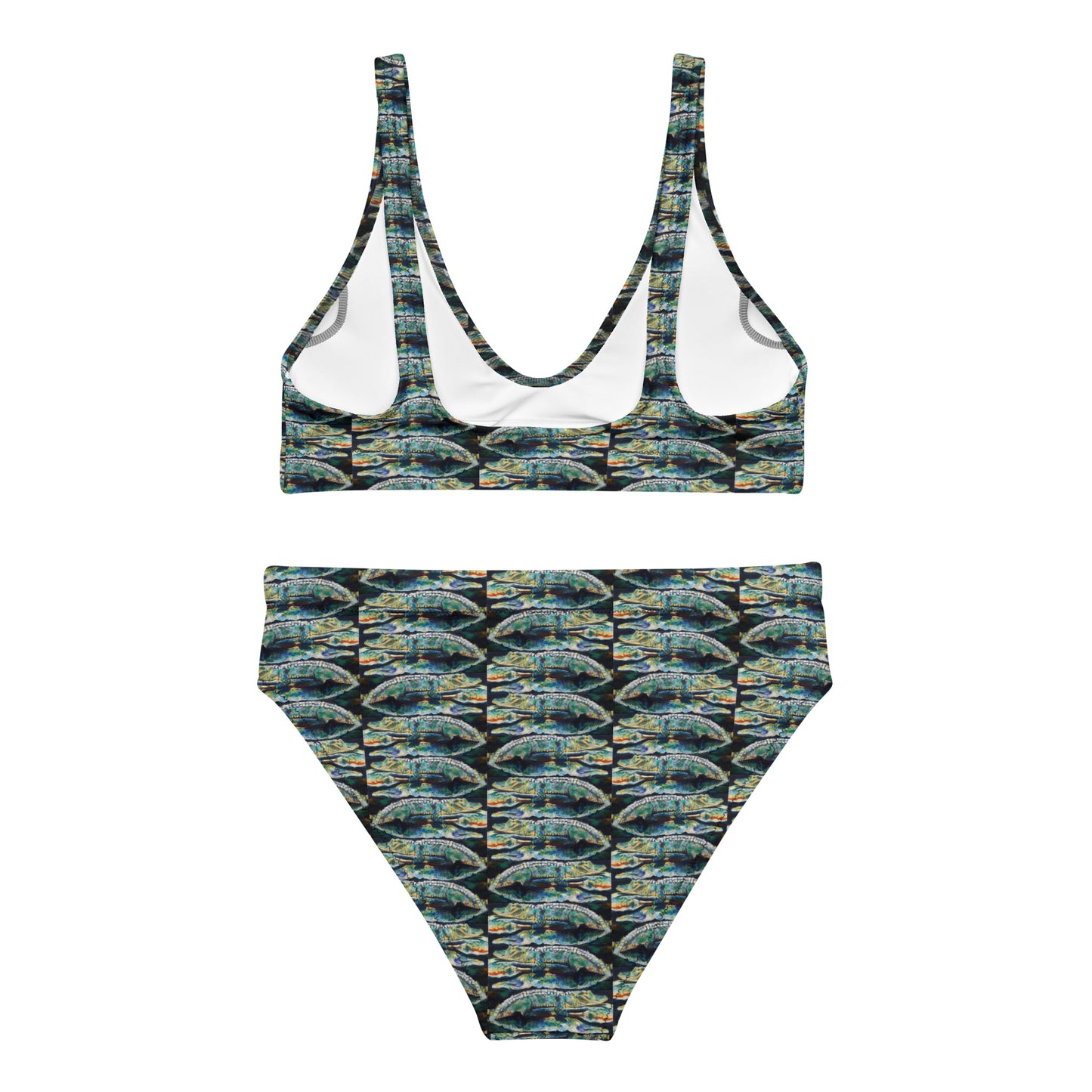 Psychedelic Gator Reflection Recycled high-waisted bikini