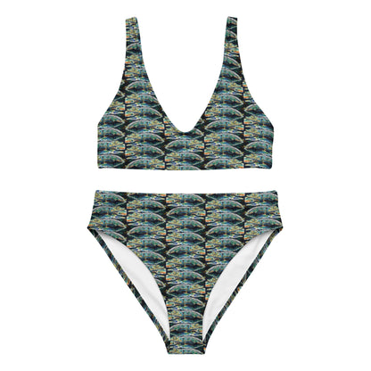 Psychedelic Gator Reflection Recycled high-waisted bikini