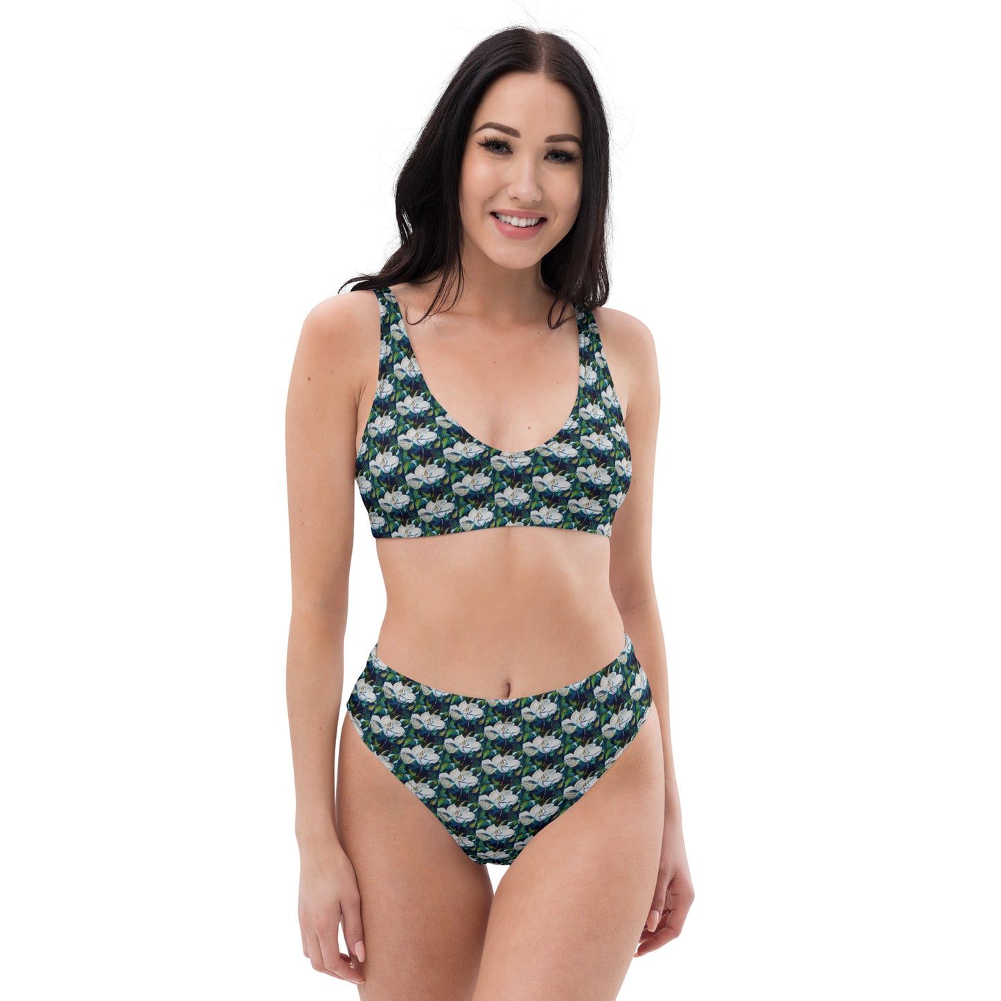 Emerald Green Magnolia Recycled high-waisted bikini