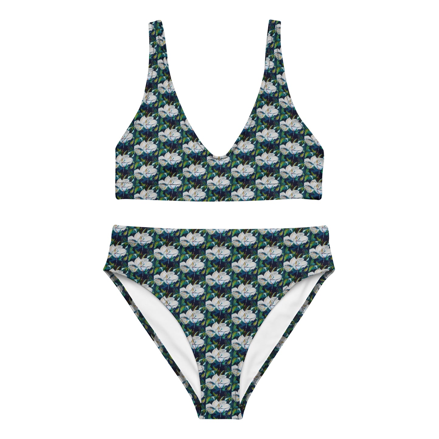 Emerald Green Magnolia Recycled high-waisted bikini