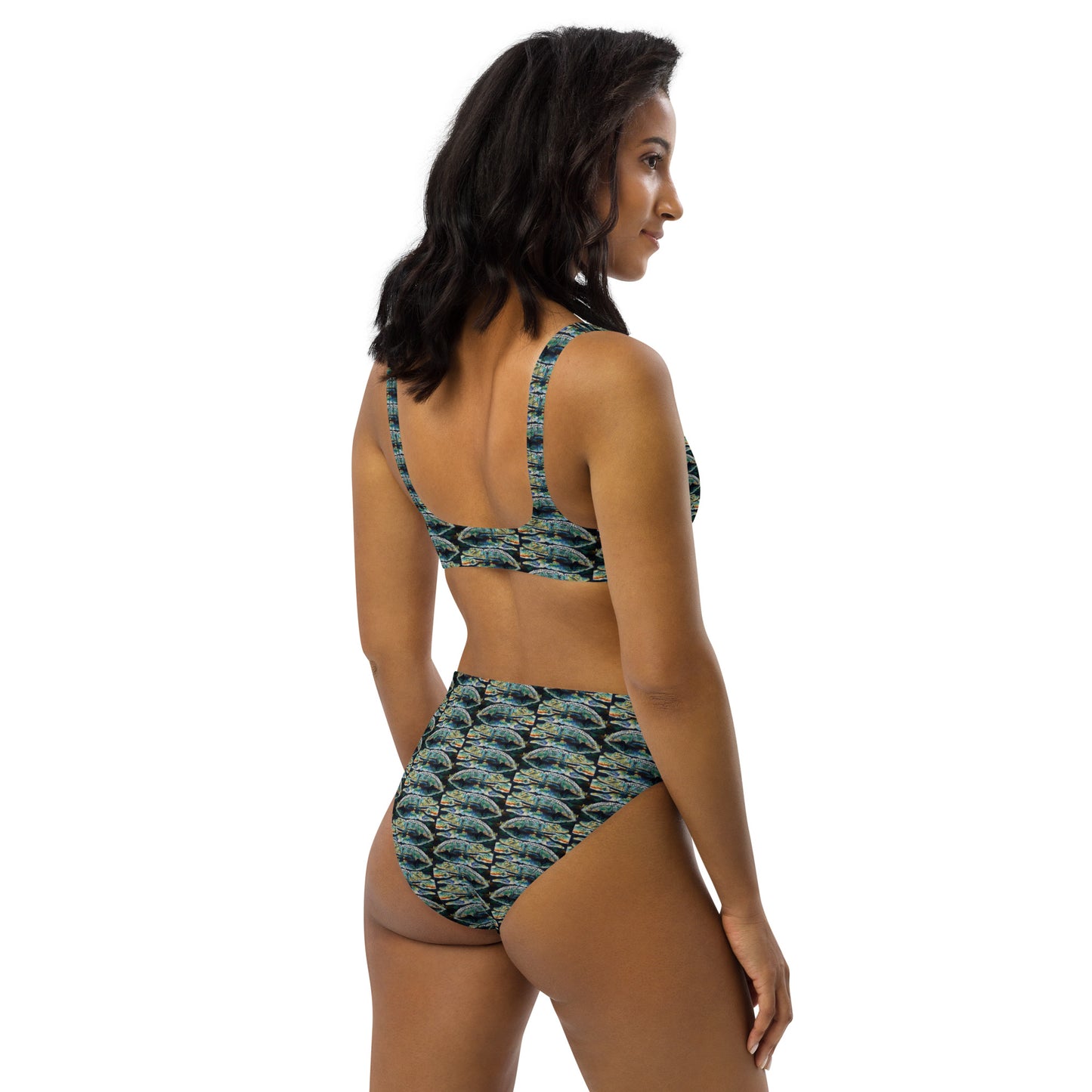 Psychedelic Gator Reflection Recycled high-waisted bikini