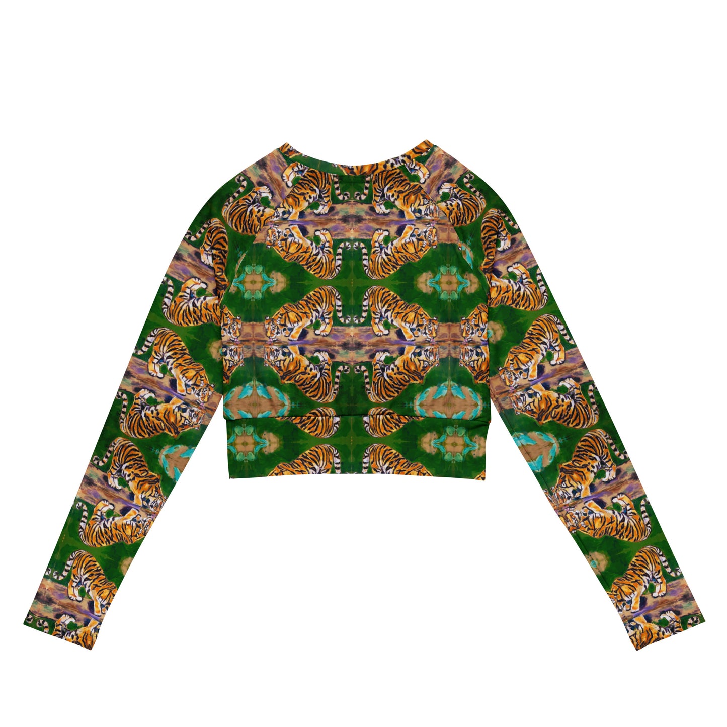 Tiger Reflections Recycled long-sleeve crop top