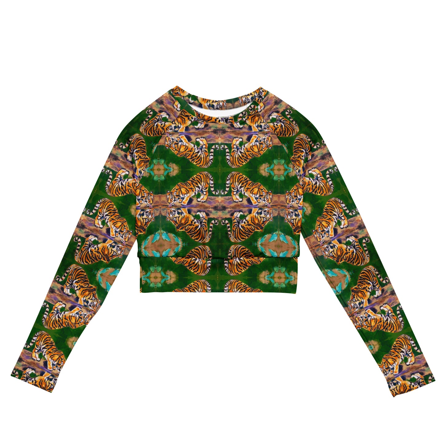 Tiger Reflections Recycled long-sleeve crop top