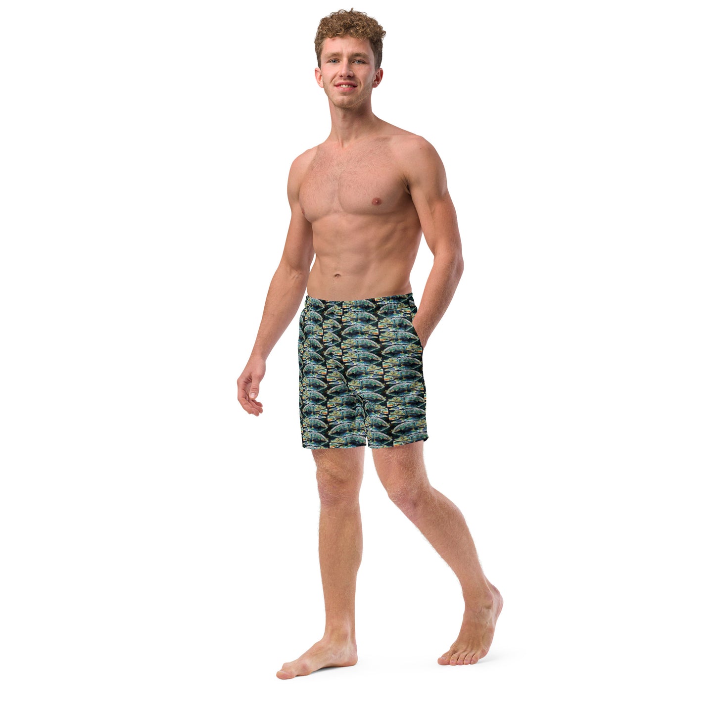 Psychedelic Gator Reflections Men's swim trunks