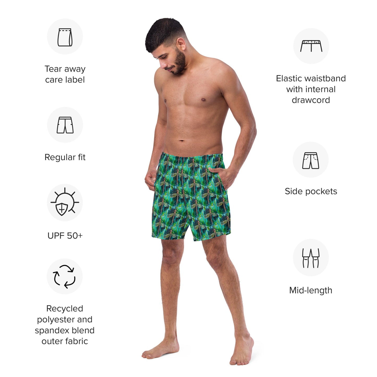 Green Dragonfly Men's swim trunks