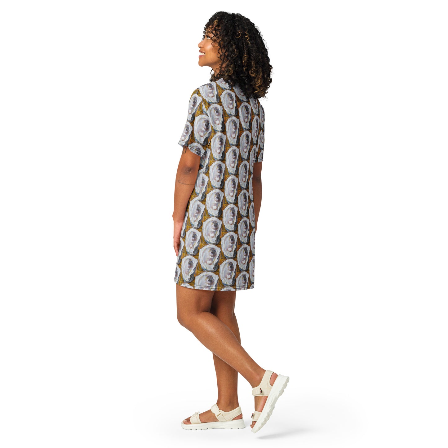 Mustard Oyster Shells T-shirt dress