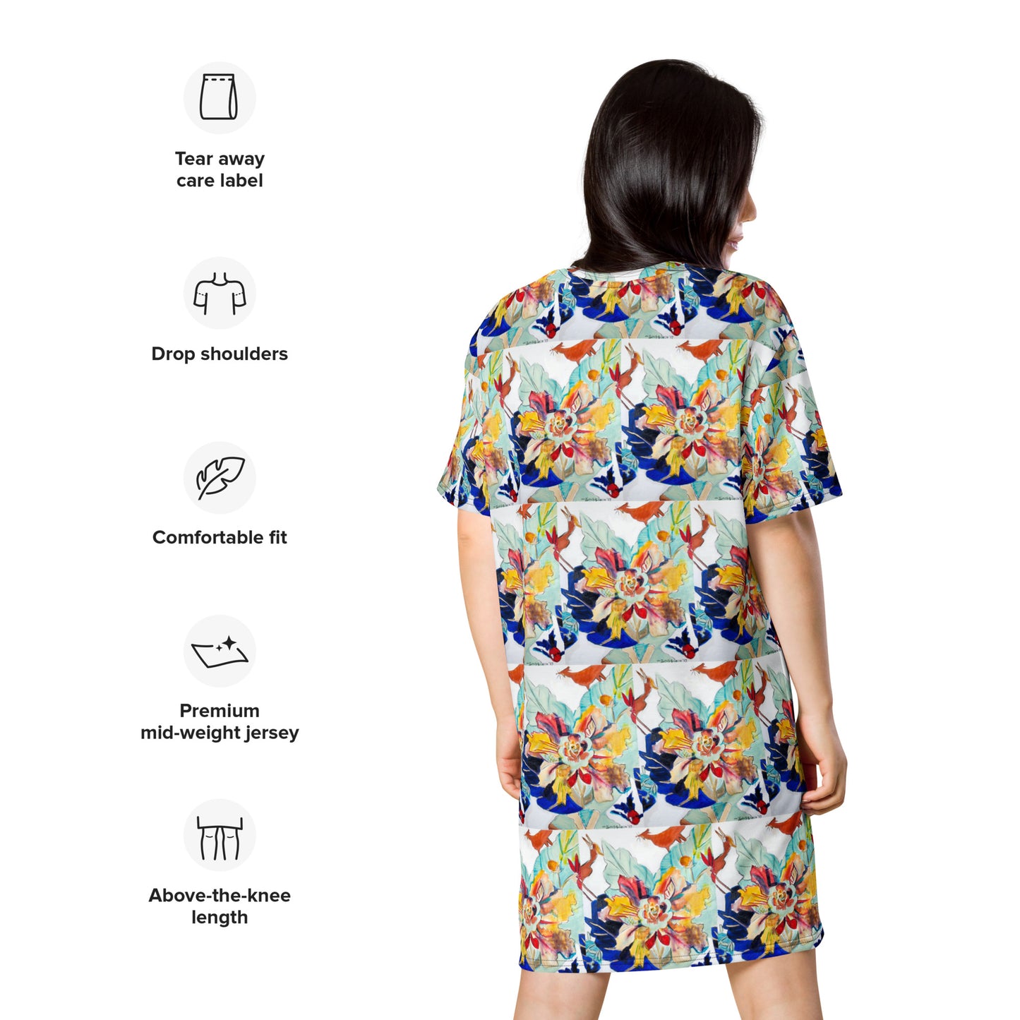 Tobacco Leaf with Animals T-shirt dress