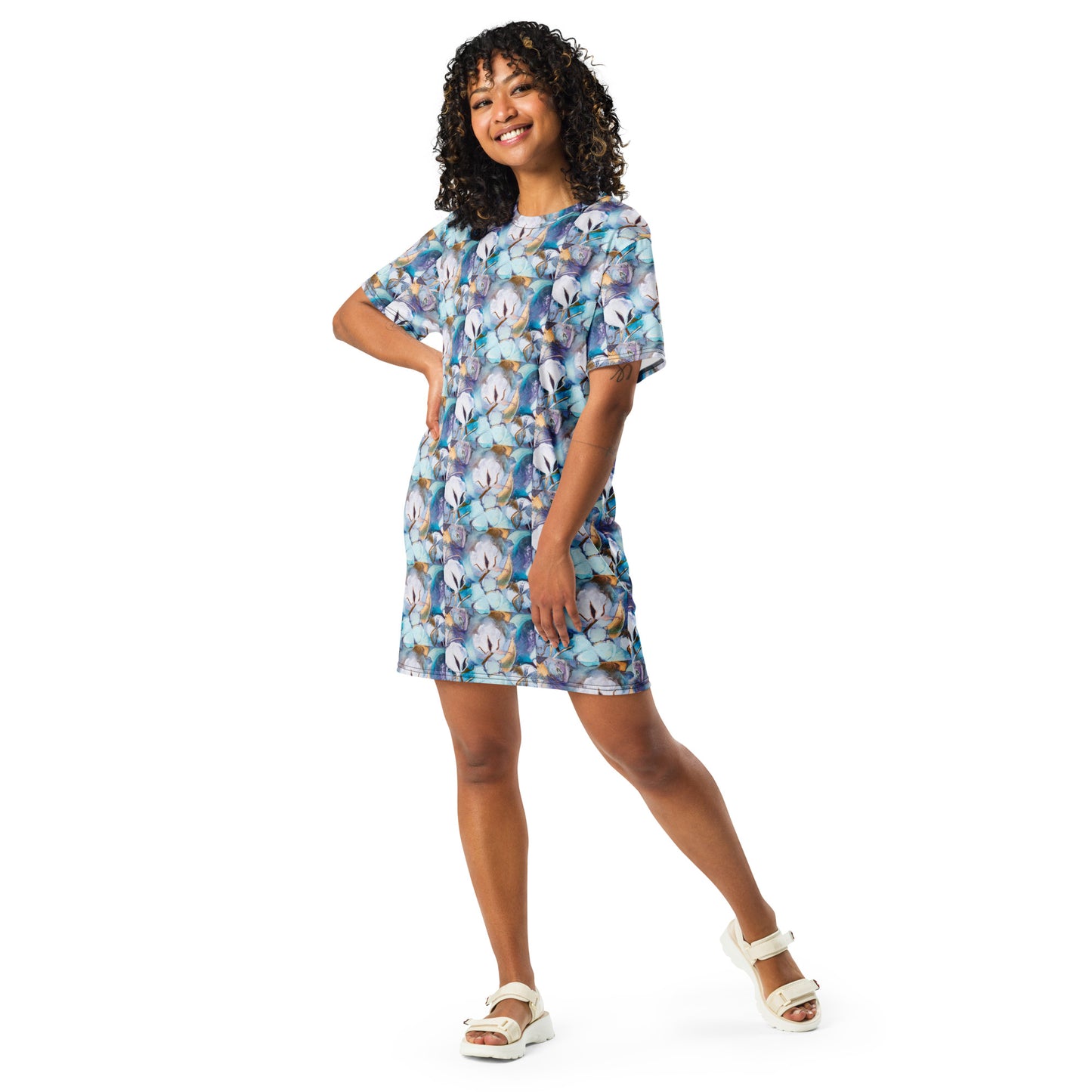 Aqua Cotton T-shirt dress