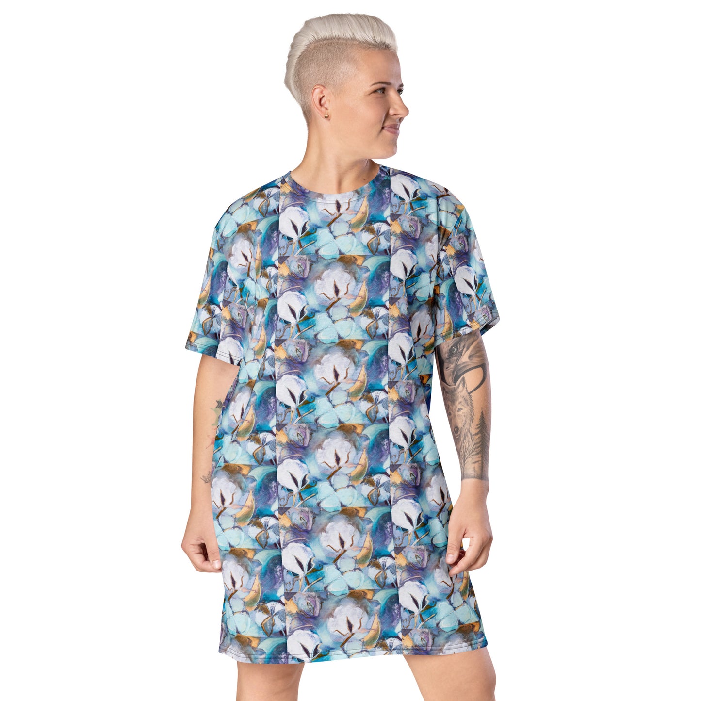 Aqua Cotton T-shirt dress