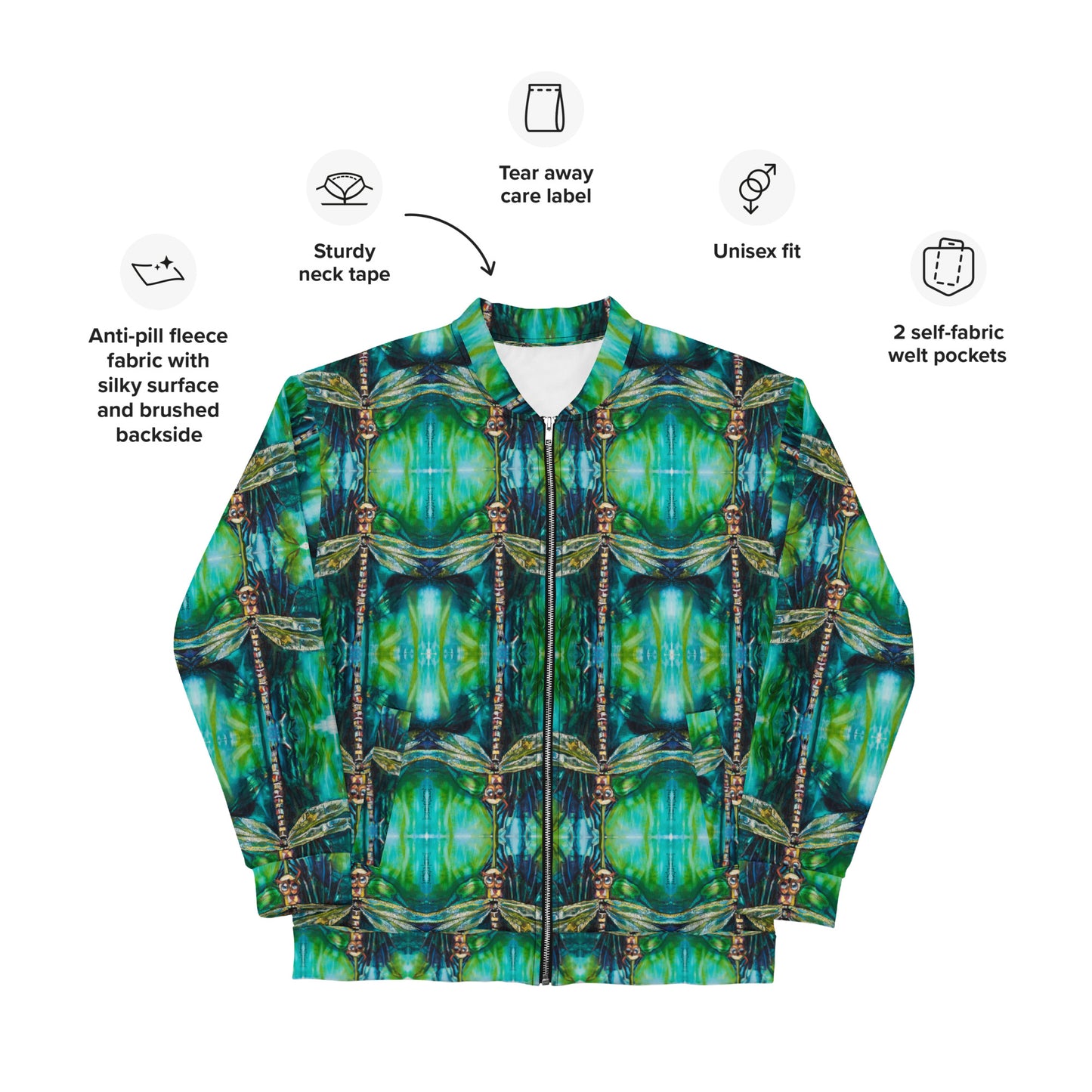 Green Dragonfly Unisex Bomber Jacket