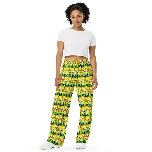 Bosco Sunflower All-over print unisex wide-leg pants