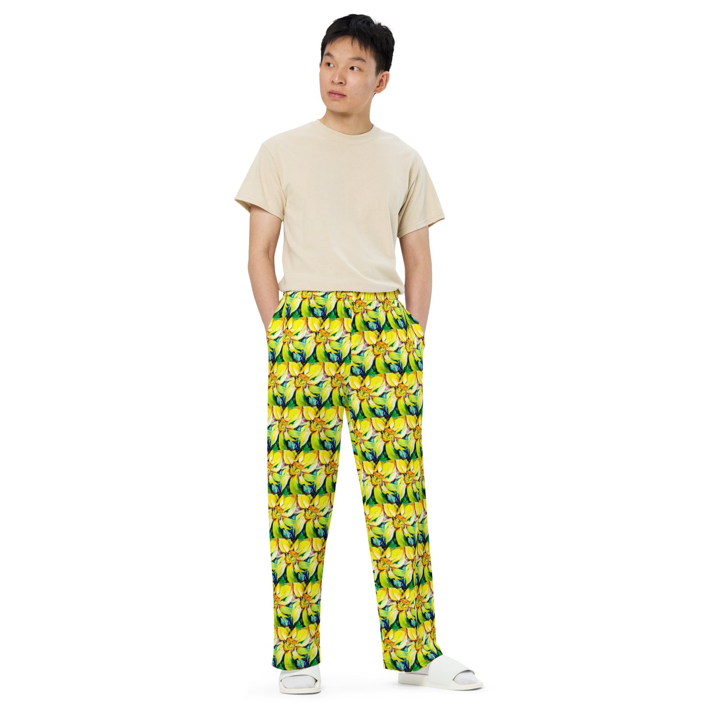 Bosco Sunflower All-over print unisex wide-leg pants