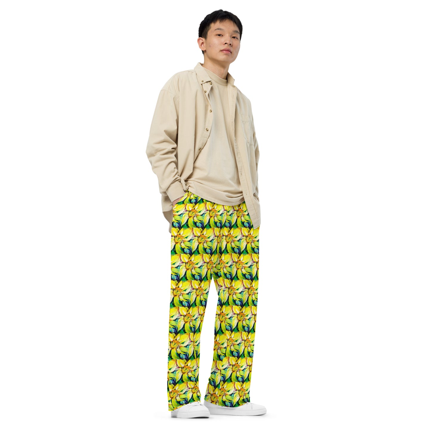 Bosco Sunflower All-over print unisex wide-leg pants