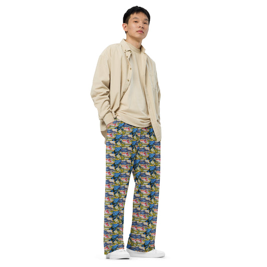 Gator in Wildflowers All-over print unisex wide-leg pants