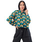 Flamingo Oasis Half Drop Pattern Women’s cropped windbreaker