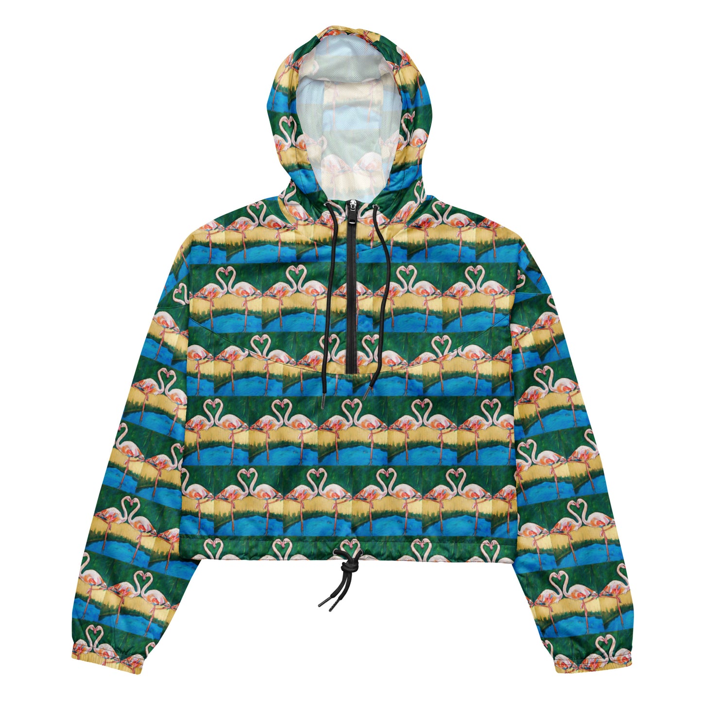 Flamingo Oasis Brick Pattern Women’s cropped windbreaker