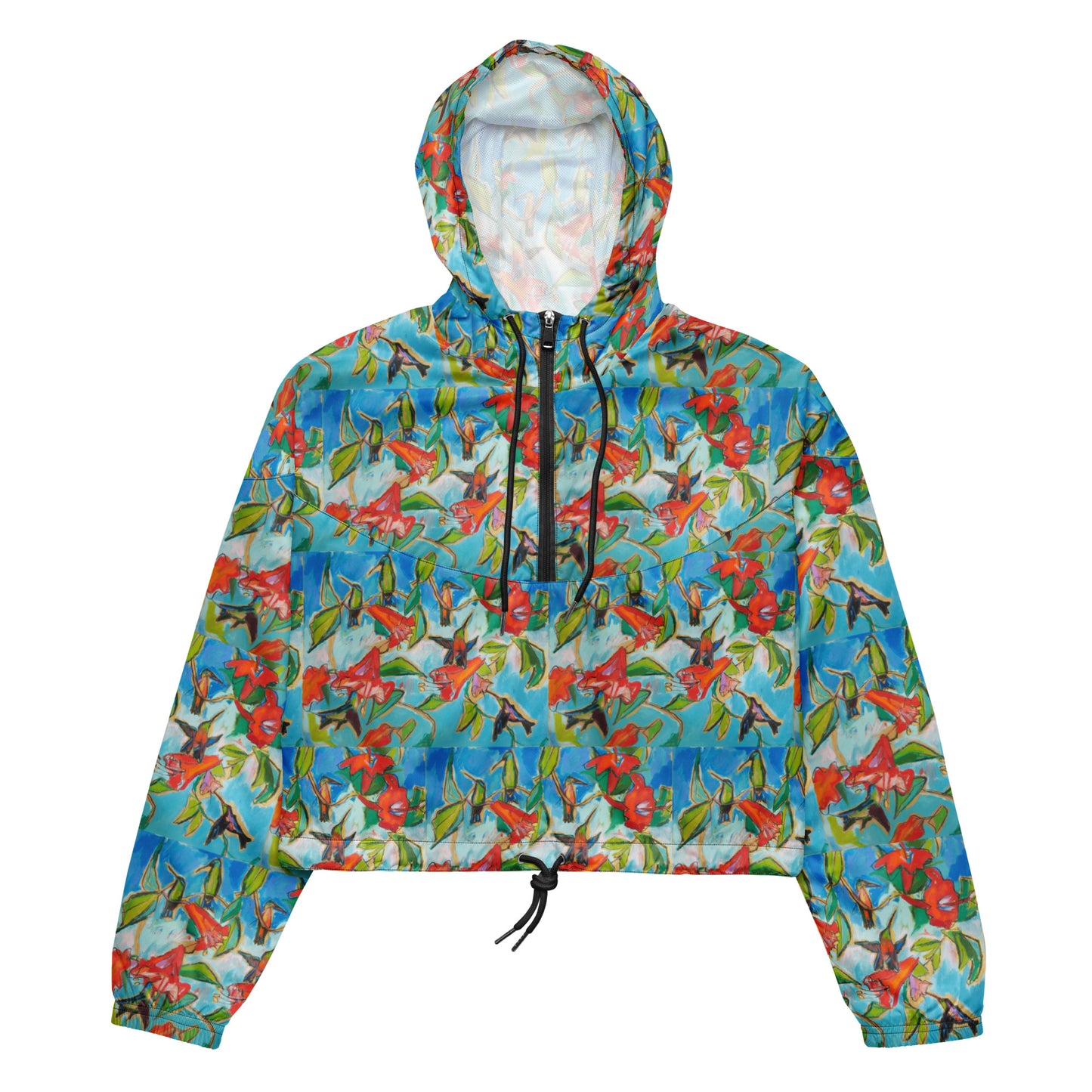 Hummingbirds with Hibiscus II Women’s cropped windbreaker