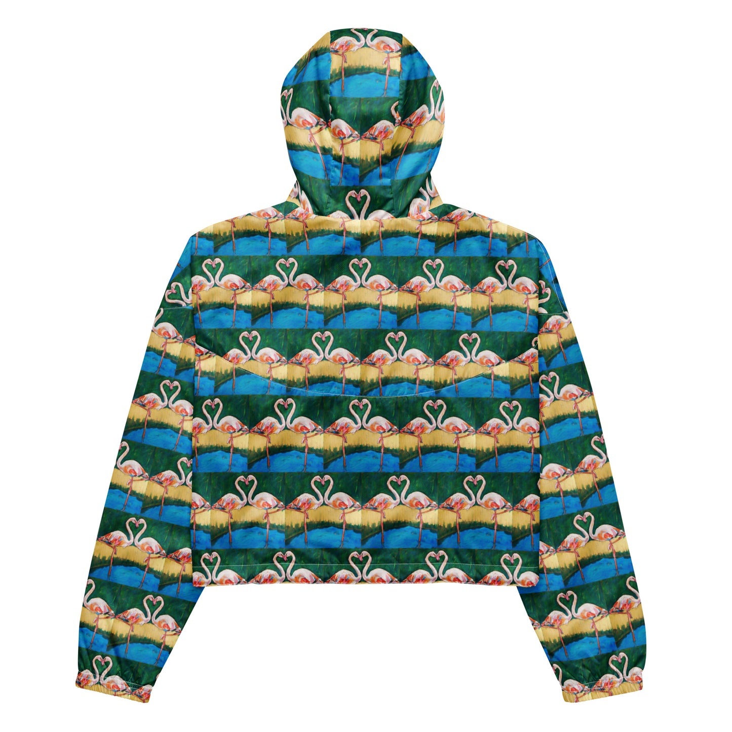 Flamingo Oasis Brick Pattern Women’s cropped windbreaker