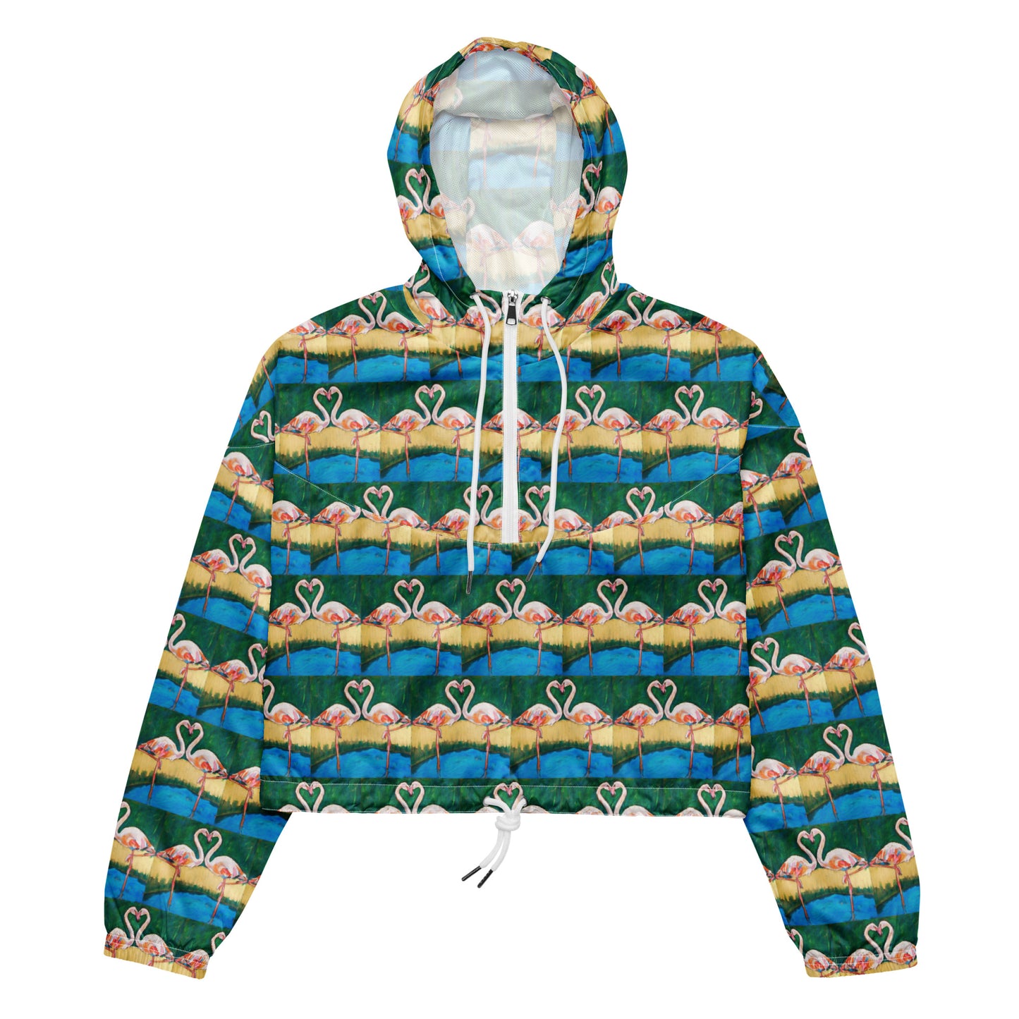 Flamingo Oasis Brick Pattern Women’s cropped windbreaker