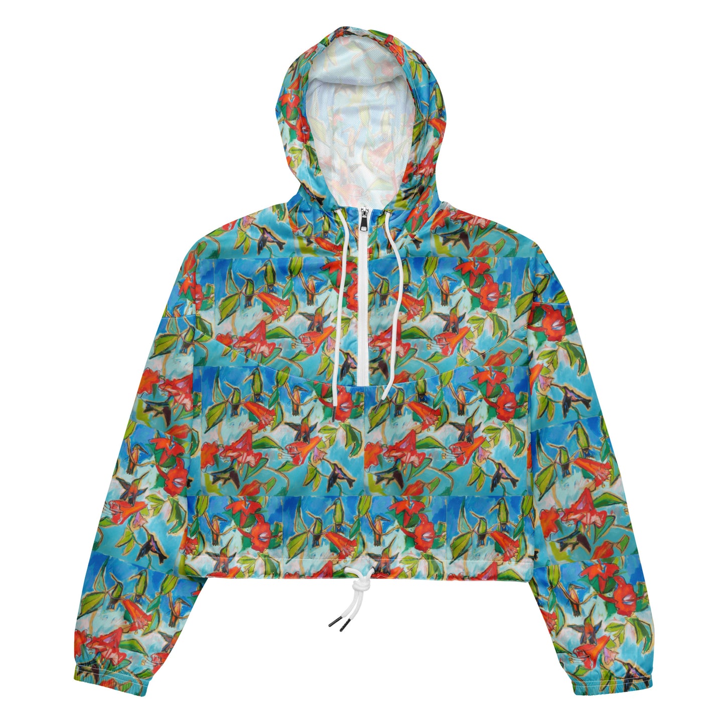 Hummingbirds with Hibiscus II Women’s cropped windbreaker