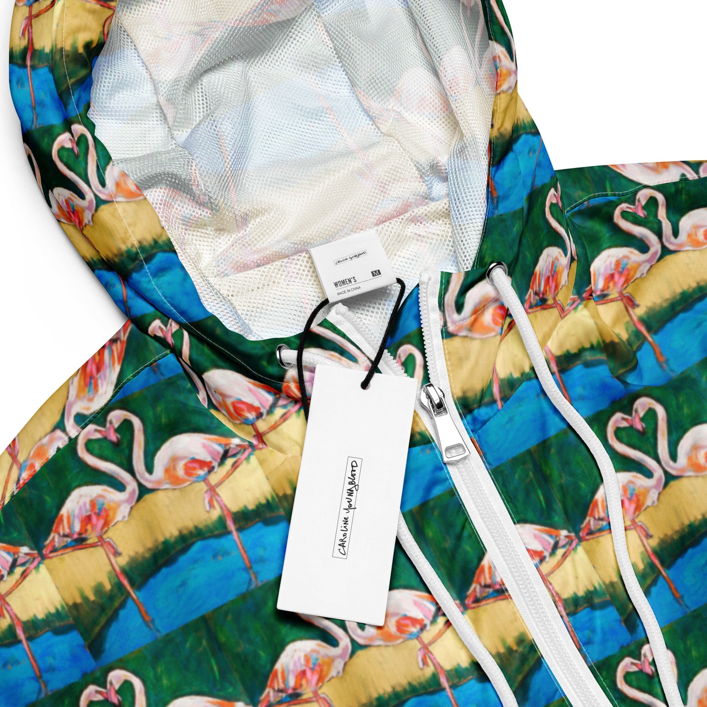 Flamingo Oasis Brick Pattern Women’s cropped windbreaker