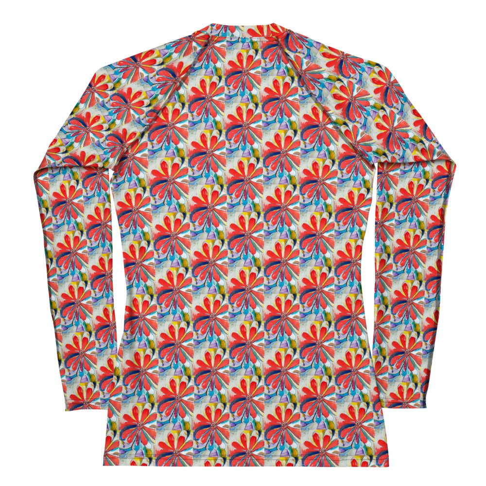 Red Zinnias Women's Rash Guard