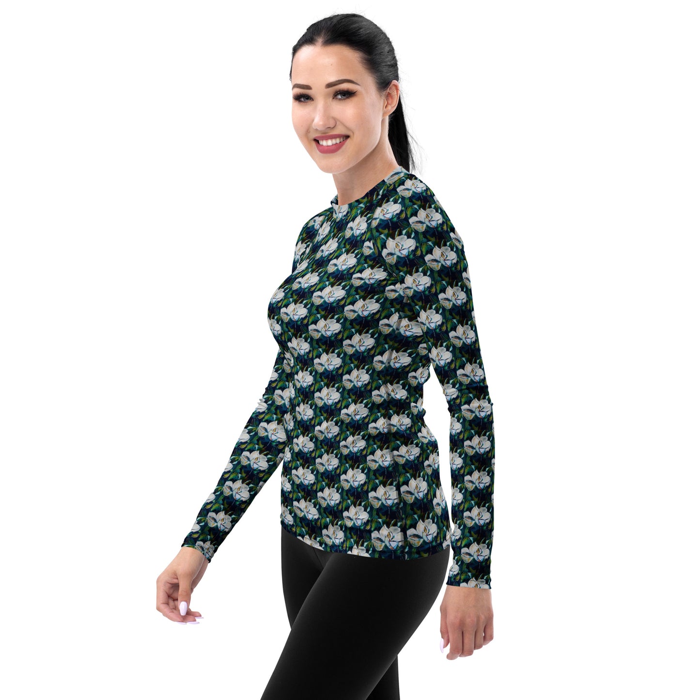 Emerald Green Magnolia Women's Rash Guard