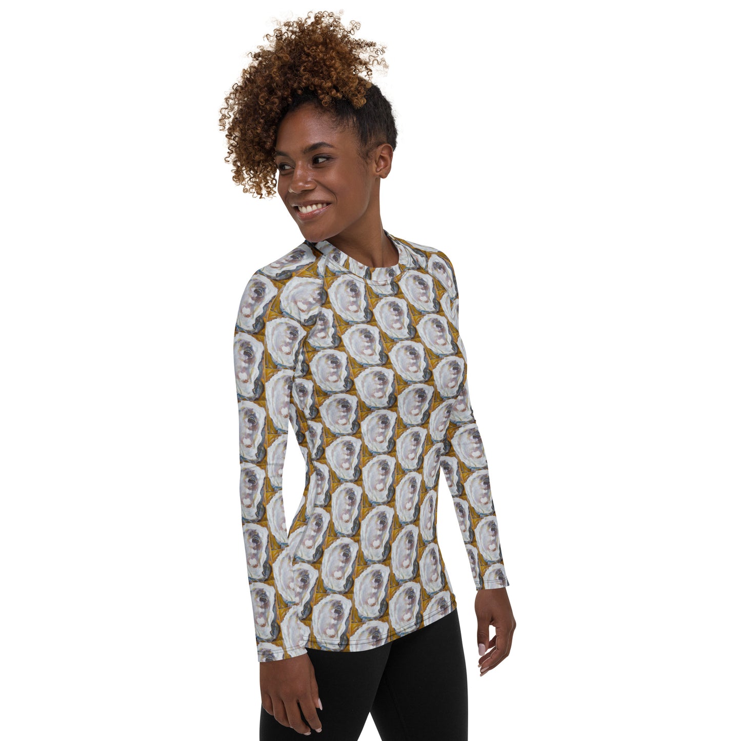 Mustard Oyster Shells Women's Rash Guard