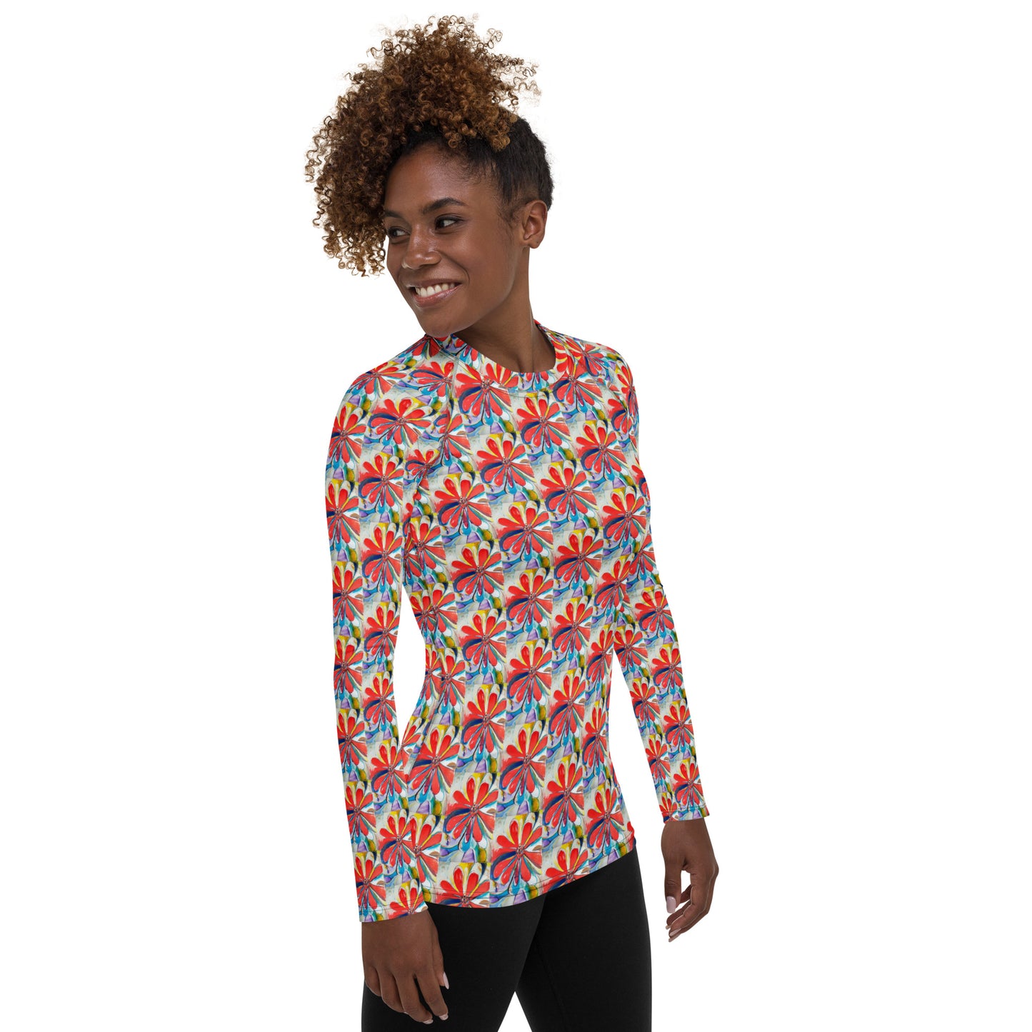 Red Zinnias Women's Rash Guard